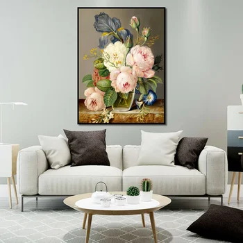 Värvikas Ilu Lilled Kokkulepe, Rohelised Lehed, Lõuend Maali Plakatid ja Pildid Seina Art Pilt elutuba Home Decor