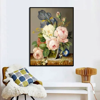Värvikas Ilu Lilled Kokkulepe, Rohelised Lehed, Lõuend Maali Plakatid ja Pildid Seina Art Pilt elutuba Home Decor