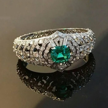 Graveerimine Õõnes Emeraldgreen Crystal Rõngad Sära Täis Kive Tsirkoon Ringi Luksus Disainer Ehted 2020 Naiste Pulm