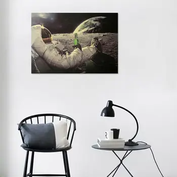 1tk Astronaut Moon Lõõgastav Õlu Retro Fantaasia Jõupaber Plakat Home Decor Kunst Seina Kleebis Plakati Kujundusest Maali