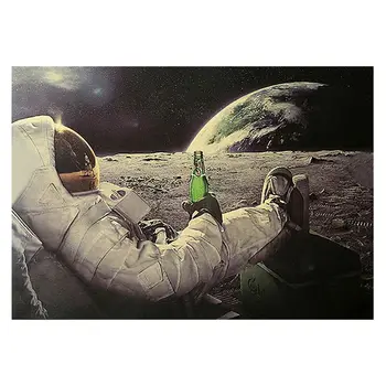1tk Astronaut Moon Lõõgastav Õlu Retro Fantaasia Jõupaber Plakat Home Decor Kunst Seina Kleebis Plakati Kujundusest Maali