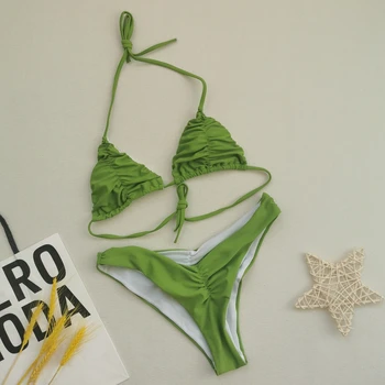 2021 Uus Pleats Bikiinid Komplekti Seksikas Naiste Ujumistrikoo Push Up Supelrõivad Naine Tahke Biquini Brasiilia trikoo Suvel Rannas Kanda XL