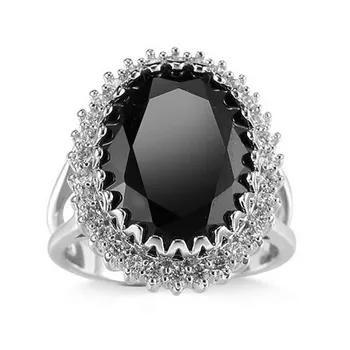 BIJOX LUGU 925 Hõbe Sõrmus Ovaalne Shpae Ruby Obsidian Sapphire Gemstone Klassikaline Ehted Ringi Naistele Pulmapidu Gfit