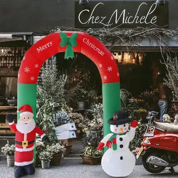 240cm Hiiglane Arch Santa Claus Lumememm Täispuhutav Aed Õue Võlvialune Christmas Ornament Xmas Festival Isiku Rekvisiidid Decor EU Pistik