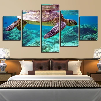 5 Tükki merikilpkonn Seina Art Maalid Modulaarne Lõuend HD Pildid Veealuse Maastiku Pildid, Plakatid Home Decor Nr Raamitud