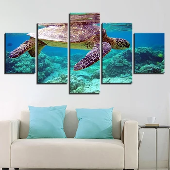 5 Tükki merikilpkonn Seina Art Maalid Modulaarne Lõuend HD Pildid Veealuse Maastiku Pildid, Plakatid Home Decor Nr Raamitud