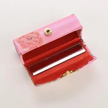1 Tk huulepulga Retro Tikitud Uus Brocade Mood Omanik Lille Disain Peegel Kasti Huulepulk box