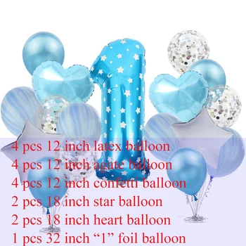 ZLJQ16pcs 1. Südame Star Gold Konfetit Õhupalli Õnnelik Sünnipäeva Asjade Täiskasvanud Beebi Poiss, Tüdruk Number Foolium Ballon Baby Shower