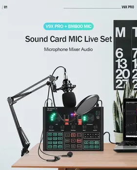 BM800 Mikrofoni Heli Kaart pc Mäng Live Streaming dj Jahuti Seista USB-bluetooth-karaoke Stuudio Salvestus Professionaalne V8 V9