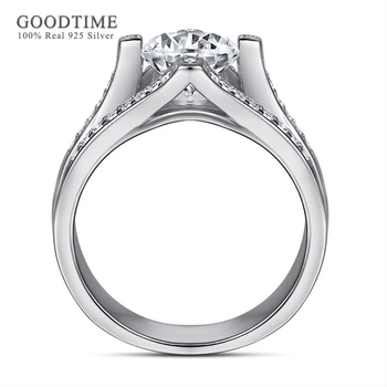 Mood Naised 925 Sterling Silver Ring Luksus 4 Piik Tsirkoon Rhinestone Kaasamine Abielusõrmus Ehted Tarvikud Pool