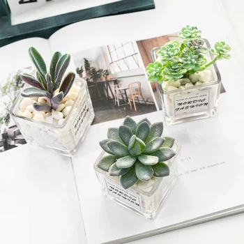 Simulatsioon roheline taim väike pottidesse kontoris töölaua kaunistus mini cactus mahlakad teenetemärgi võltsitud lill teenetemärgi