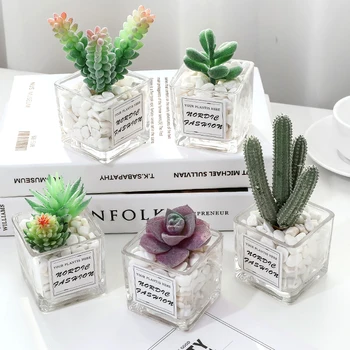 Simulatsioon roheline taim väike pottidesse kontoris töölaua kaunistus mini cactus mahlakad teenetemärgi võltsitud lill teenetemärgi
