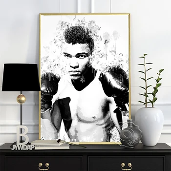 Muhammad Ali Must-Valge Joonis Plakat, Ameerika Poksija Fännid Koguda Art Prints, Minimalism Lihaseline Sportlane Mees Kodus Seina Decor