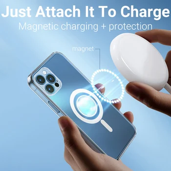 Selge Magsafes Magnet Case For iPhone 12 Pro Max Juhul Magsafing Juhtmeta Laadija Kaitsva Katte iPhone12 Eluaseme Kest