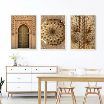 Kuld Maroko Ukse Kunsti Plakatid ja Pildid Kodus Dekoratiivsed Pildid Arhitektuur Seina Art Lõuend Maali Pilt elutuba
