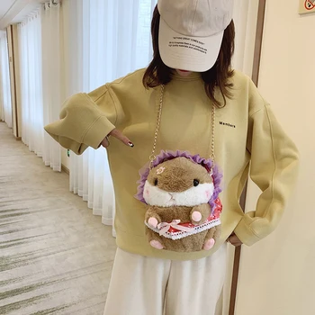 UUS Reaalne Foto Armas Palus Väike Kott Naine Ins Jaapani Tüdruk Pehme Tüdruk Õla Kott Keti Cartoon Hamster Nukk Messenger Kott