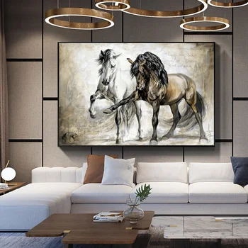 Abstraktne Loomade Retro Hobune Õli, Lõuend Maalid Plakat ja Print Cuadros Seina Kunst elutuba Home Decor (raamita)