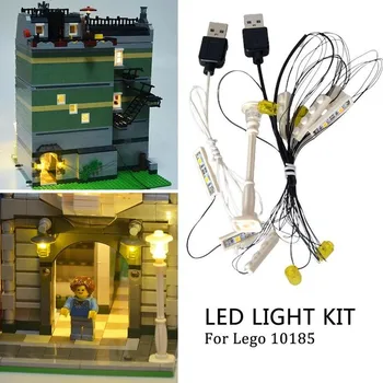 Street View Hoone 10185 LED Light LEGO Roheline Kaupmees LED Mudel, ehitusplokid, Lapsed, Jõulud Mänguasjad Komplekt
