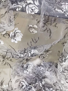 Mida Meeter Looduslik valge organza kangast pulm kleit marli burn-out lill