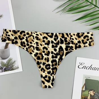 Sexy thong õhuke hingav jää silk leopard Aluspesu püksid naiste seamless t-back madala tõusu erootiline naistepesu G-ribad