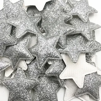 50tk 3,5 cm, Hõbe Polsterdatud Glitter Star Plaastrid Läikiv Appliques Riiete Õmblemine Asjade DIY Käsitöö-Dekoratsioon A345