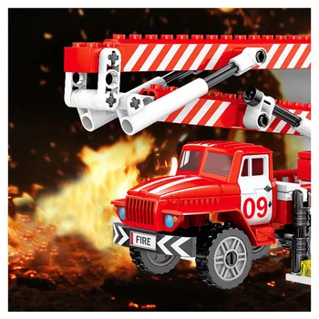 High-Tech Tulekahju Veoauto ehitusplokid Redeli Auto Päästmiseks Sõidukile Kasvavalt Platvorm Tuletõrjuja Valgustada Tellised Mänguasjad Lastele