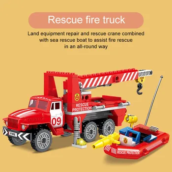 High-Tech Tulekahju Veoauto ehitusplokid Redeli Auto Päästmiseks Sõidukile Kasvavalt Platvorm Tuletõrjuja Valgustada Tellised Mänguasjad Lastele