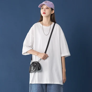 15 Värvi Puuvillased T-Särgid Naiste 2021 Mood Riided Teismelised Tüdrukud Liiga Tavaline Tees Loose Fit Harajuku Streetwear Tops