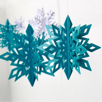 Talvel Lumi Imedemaa Tüdrukud Sünnipäeva Paber-Sinine 3D Lumehelbed Vanik Valge Lumehelves Bänner Ripub jõuluehe