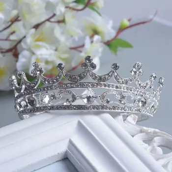 Vintage Barokk Kuninganna Kuningas Pruut Tiara Crown Naiste Headdress Kõnniteed Pruudi Pulm Tiaras ja Kroonid Pool Mütsid