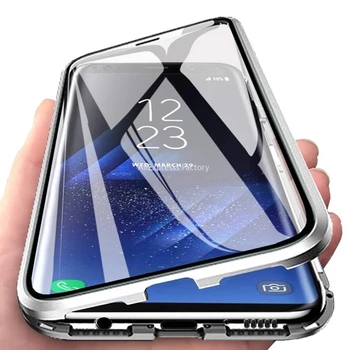 Magnet Metalli Topelt Pool Klaasi Telefon Case For Samsung Galaxy S21 Lisa 20 S30 Ultra Plus S20 FE S20 S10 S9 S8 Lisa 10 Pluss Juhul