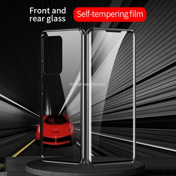 Magnet Metalli Topelt Pool Klaasi Telefon Case For Samsung Galaxy S21 Lisa 20 S30 Ultra Plus S20 FE S20 S10 S9 S8 Lisa 10 Pluss Juhul
