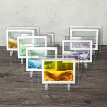 3D Dünaamiline Visioon Voolav Liiv Maali Klaas Raam Liigub Liiva Pilt Abstractive Maastik Art Home Office Decor