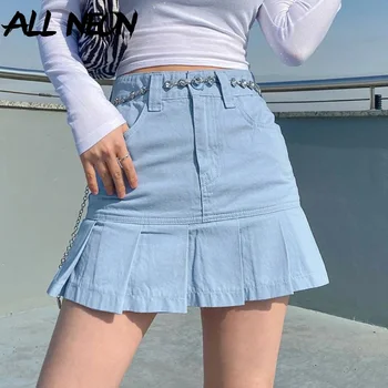 ALLNeon Y2K Streetwear Kõrge Vöökoht Plisseeritud Mini Seelikud Armas Esteetika Tõmblukk Valge Lühike Seelik, Millel on Taskud 2000. aastate alguses Mood Riided