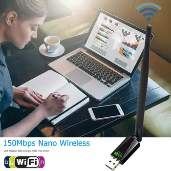 WD-1513A WiFi Adapter 5dBi Antenn 150Mbps Wlan Traadita Võrgu Kaart PC Set Top Box Must Välimus 196x18x13mm
