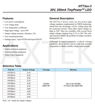 20pcs HT7330-3 HT7333-3 HT7350-3 3SOT89 ic chip Elektroonilised Komponendid Integraallülitused TinyPower™ LDO voltage regulator