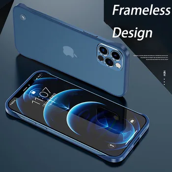 Ultra Slim Frameless Case for iPhone 12/12Pro/Mini 12/12 Pro Max Metallist Objektiivi Kaitseks Katta Lõpetuseks Läbipaistev Bump Juhul