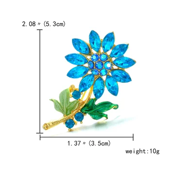 6 Värvi Elegantne Rhinestone Sun Flower Prossid Naiste Ilu Crystal Väike Värske Daisy Sõle Sõrmed Pulmad Banketi Kingitused