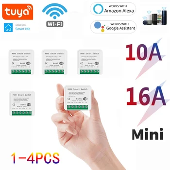 Tuya 16A 10A Wifi Mini Smart Switch Toetab 2-Tee-Kontrolli Targa Kodu Automaatika Moodul Alexa Google ' i Kodu Smart Elu App