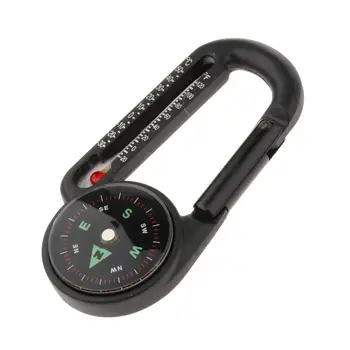 Mini Matkamine võtmehoidja Kompass w/ Termomeeter Konks Karabiin Clip Multi-Tööriist