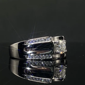 925 Sterling Hõbe Moissanite Ring Meeste 1.0 ct ct 2.0 3.0 ct Sillutada Sätestatud Geniaalne Moissanite Meeste Moissanite Ring