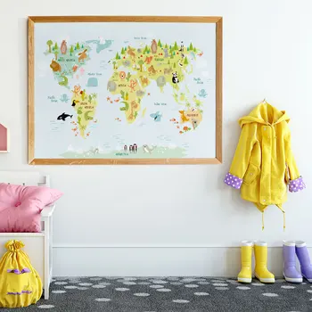 Maailma Kaart Plakatid ja Pildid Loomade Illustratsioon Seina Pilte Laste Tuba Teenetemärgi Antarktika Lõuendile Maali Seina Art