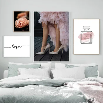 Abstraktne Lill ja Mood Naine Minimalistlik Lõuendile Maali Poster Prindib Armastus Perfum Pudeli Seina Art Pilte elutuba