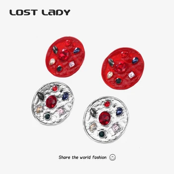 Kadunud Lady Fashion Väike Kristall Kõrvarõngad Liialdatud Geomeetriline Ring Kõrvarõngad Naiste Vintage Pool Ehted