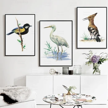 Troopiliste Lindude Kaunistamiseks Ilus Minimalistlik Lind Akvarell Lõuend Maalid Seina Art Plakatid ja Pildid Seinamaaling Home Decor