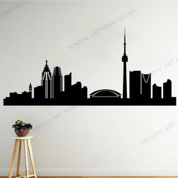 Toronto Vinüül Linna Silueti Kunst Seina Decal Kleebis Toronto linna siluett, Vinüül tapeet Kanada Seinamaaling skyline Kleebis rb-18