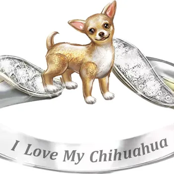 WANGAIYAO uus kiri I love my chihuahua lihtne ja mitmekülgne ringi naine armas lemmikloom koer mood temperament daam, ringi