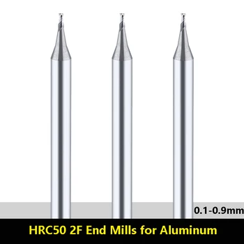 Alumiinium Eriline End Mills Volfram Terase Väike Läbimõõt CNC Cabride Milling Cutter 0.1 0.15 0.2 0.3 0.4 mm 0,9 mm Endmill