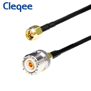 Cleqee SMA Male to UHF-SO-239 Naine 1M Coax Cable Kit + SMA To SMA Female Adapter + SMA Male To UHF Emane Adapter Baofeng