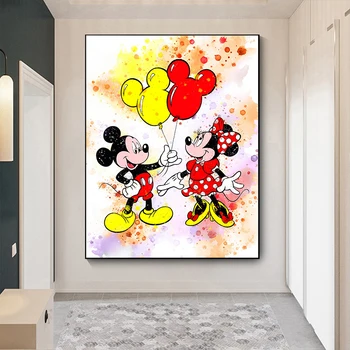Akvarell MICKEY ja MINNIE Plakat Disney Lõuend Print Seina Art Plakatid Lastele Magamistuba Decor Sünnipäeva Kingitus Lasteaed Decor